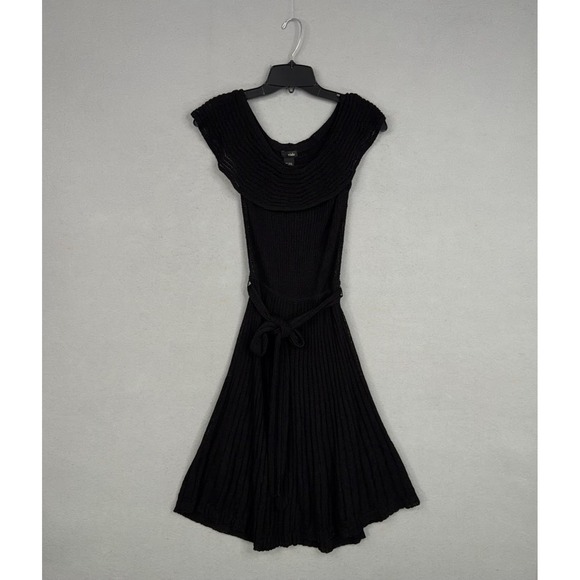 Viola Borghi Dresses & Skirts - Viola Dress Womens Small Black Knit Fit Flare Belted Lined Cocktail Party